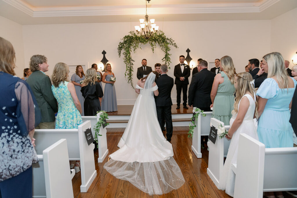 bride walking down aisle Morris Estate chapel wedding Niles Michigan