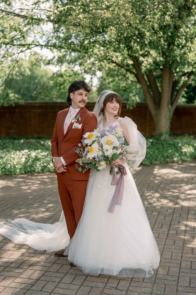 bride and groom full body portrait Record Box Loft Battle Creek