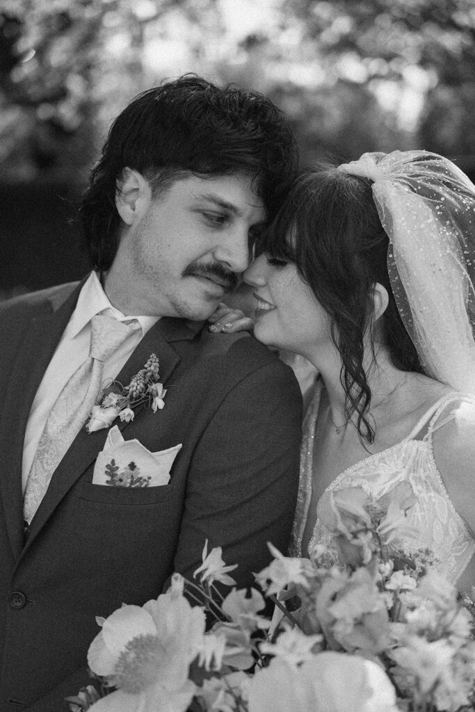 black and white couple portrait emotional moment wedding Michigan