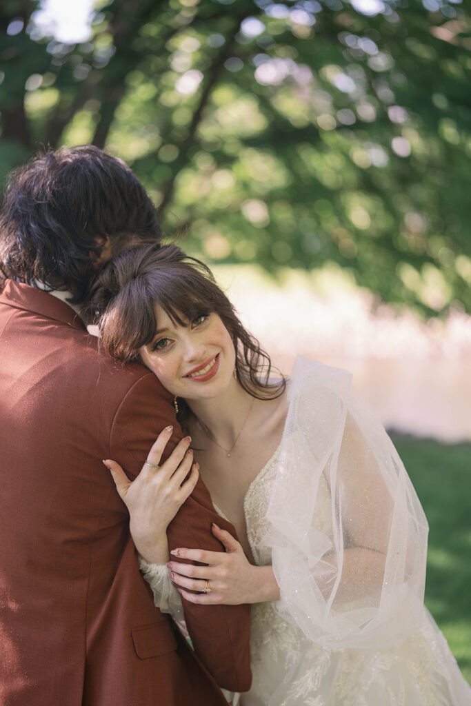 romantic couple portrait outdoors Record Box Loft wedding Michigan