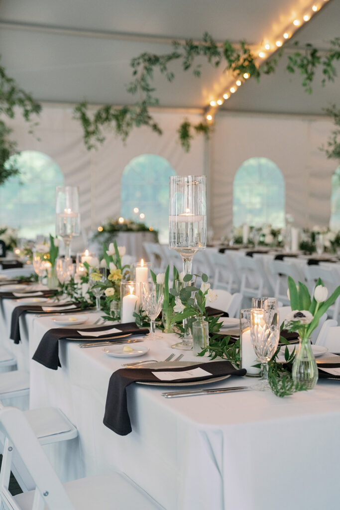 reception table decor at Niles, Michigan wedding venue