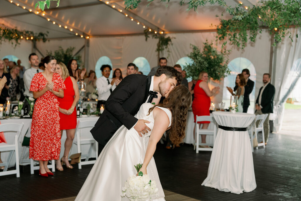 couple dancing at reception Morris Estate wedding Michigan